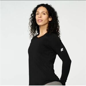 Forme Top Womens Large Black Core V Neck Posture Correction Long Sleeve Tencel